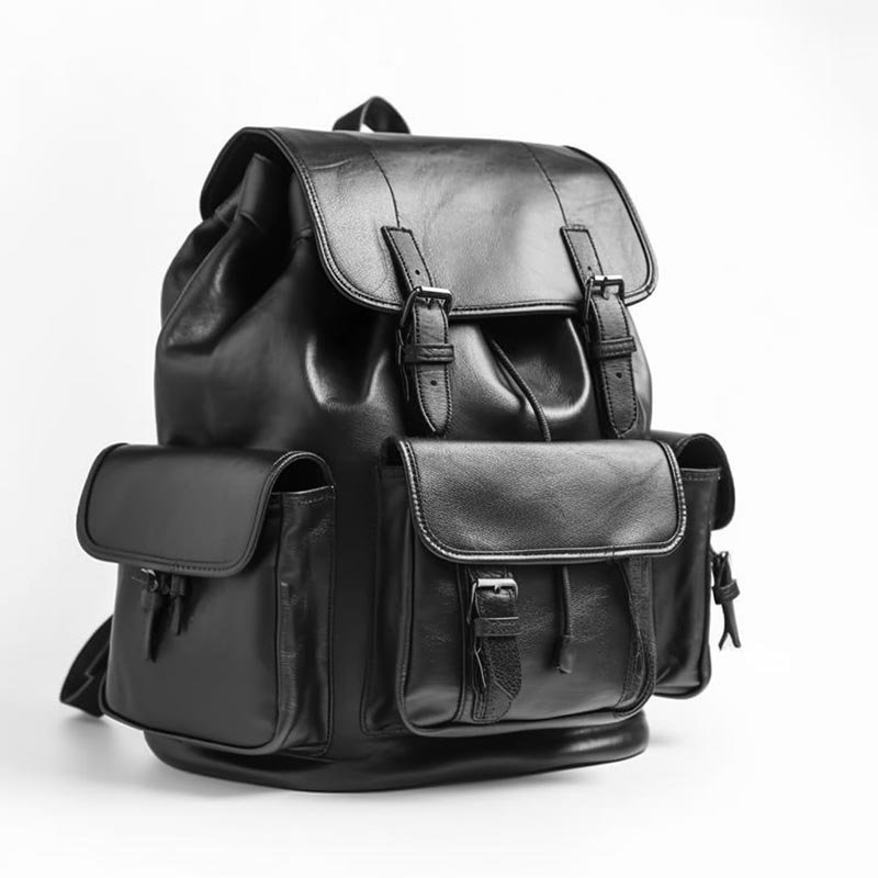 Black Leather Backpack