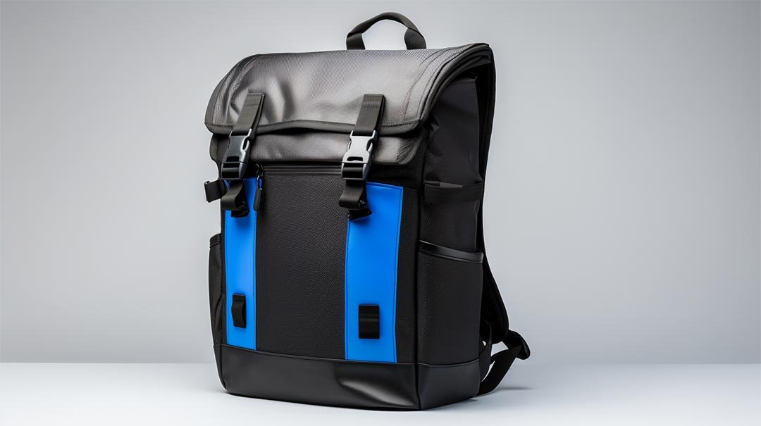 blue travel backpack design